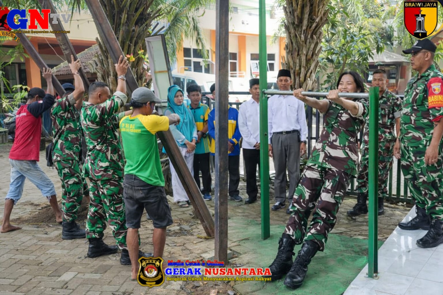 Wujudkan Generasi Sehat & Bugar, Kodim 0833 Bangun Sarana Garjas di Ponpes Baitul Makmur