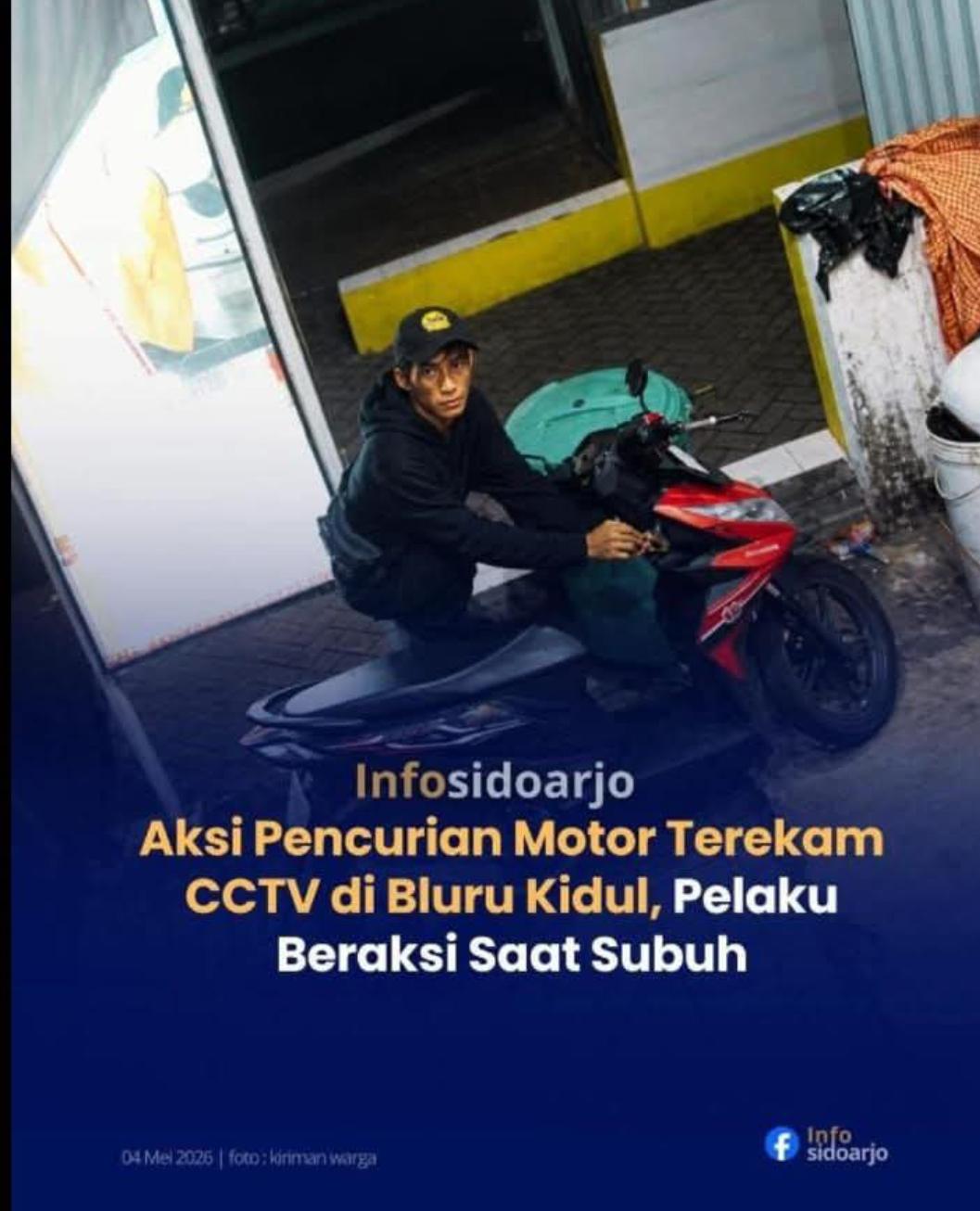 Aksi Pencurian Sepeda Motor Di Bluru Kidul Terekam Cctv