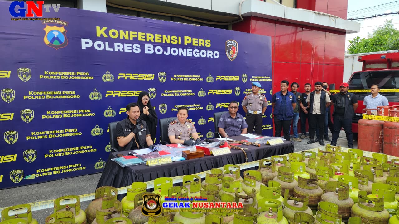 Polres Bojonegoro Amankan Tersangka Pengoplos LPG Subsidi 3 Kg dan Ratusan Tabung Gas