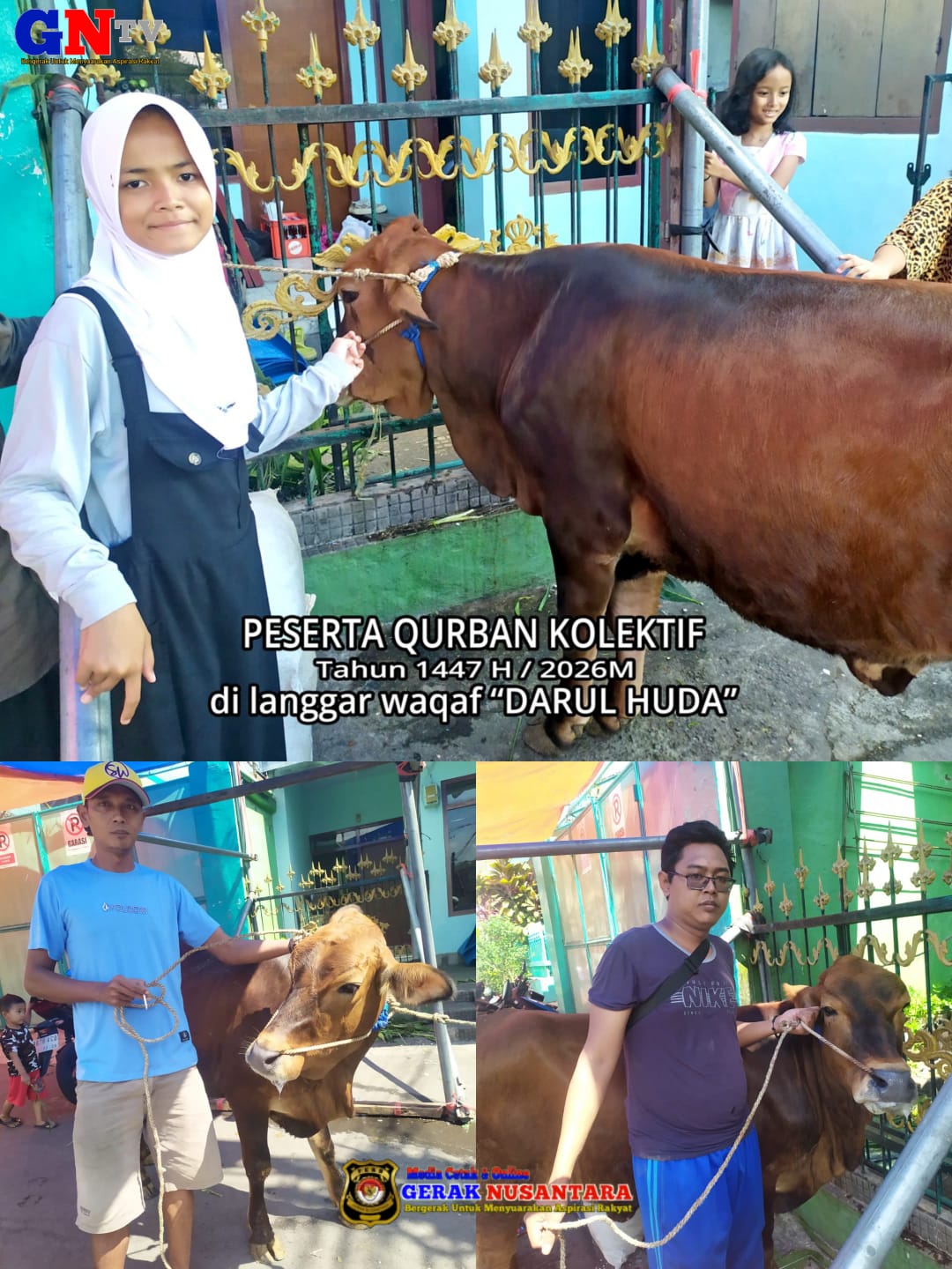 Langgar Waqaf Darul Huda Kurbankan 1 Sapi & 5 Kambing, Daging Dibagikan Merata 2 Kilogram Per Warga