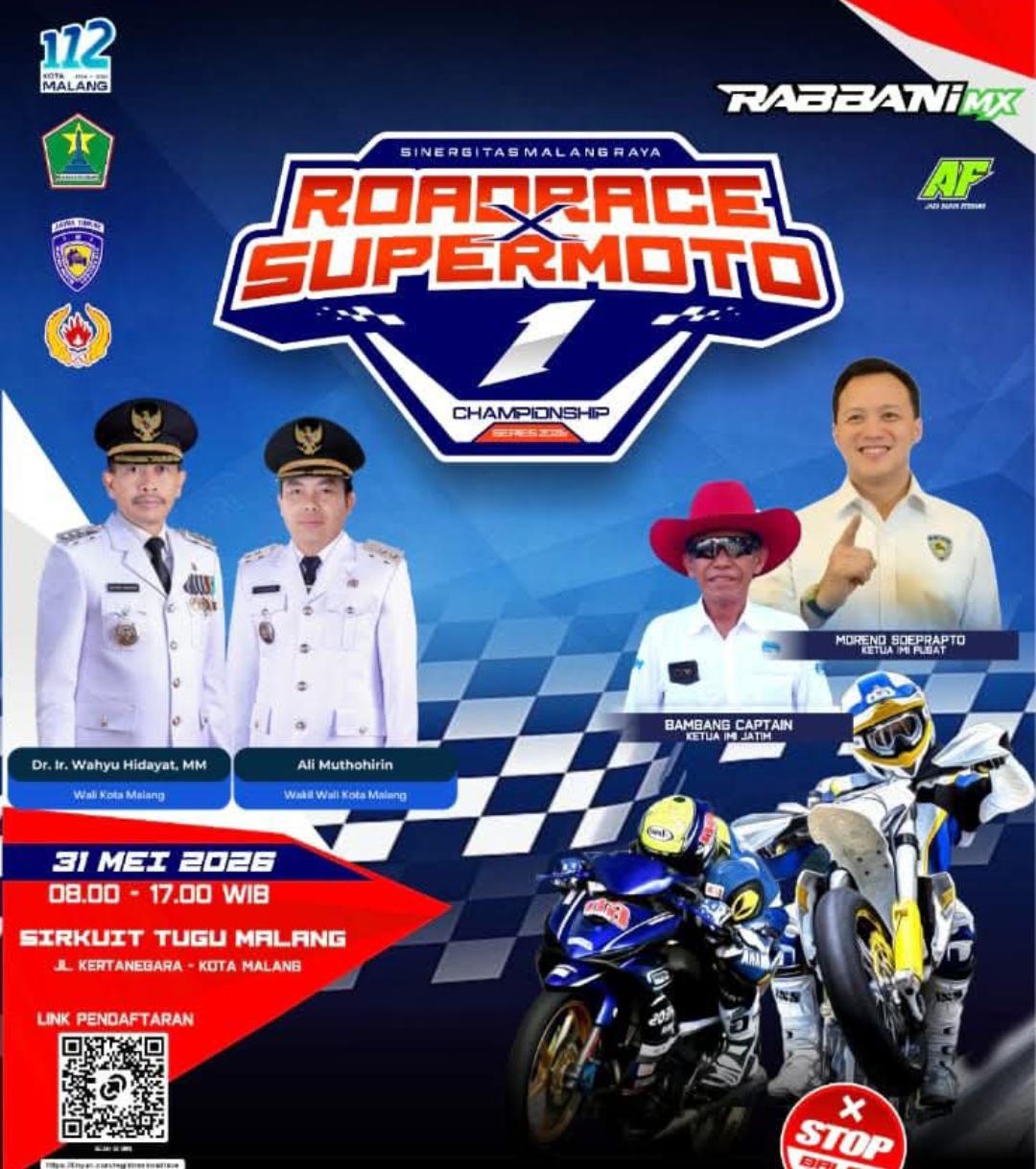 SIRKUIT JALANAN KOTA MALANG SIAP BERGEMURUH! Road Race & Supermoto Championship Series 2026 Hadir di Alun‑Alun Tugu