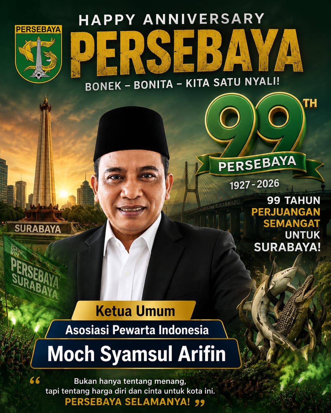 Ketua Umum API Ucapkan Selamat HUT Ke‑99 Persebaya