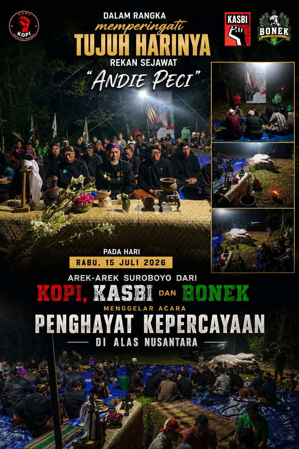 Peringati Tujuh Hari "Andi Peci" Kopi Kasbi Bonex Gelar Penghayatan Kepercayaan 
